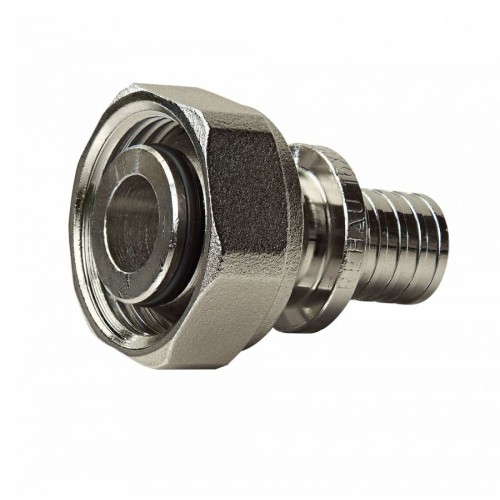 Соединитель латунный Дн 20-3/4" никелированный для PE-X труб под евроконус с накидной гайкой RAUTITAN Rehau в Челябинске