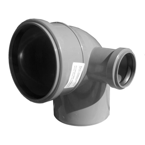 Отвод канализационный PP-H с выходом левый серый Дн 110-50 87гр б/нап в/к RTP (РосТурПласт) в Челябинске