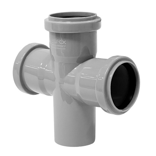 Крестовина PP-H одноплоскостная серый Дн 110-110-50 87гр б/нап в/к VALFEX в Челябинске