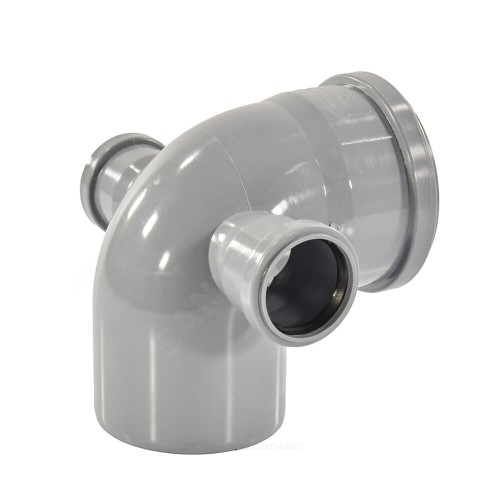 Отвод канализационный PP-H Дн 110-50-50 45гр с выходом левый и правый серый б/нап в/к RTP (РосТурПласт) в Челябинске