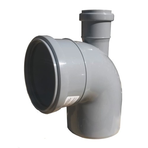 Отвод канализационный PP-H Дн 110-50 87гр с выходом фронтально-вверх серый б/нап в/к RTP (РосТурПласт) в Челябинске