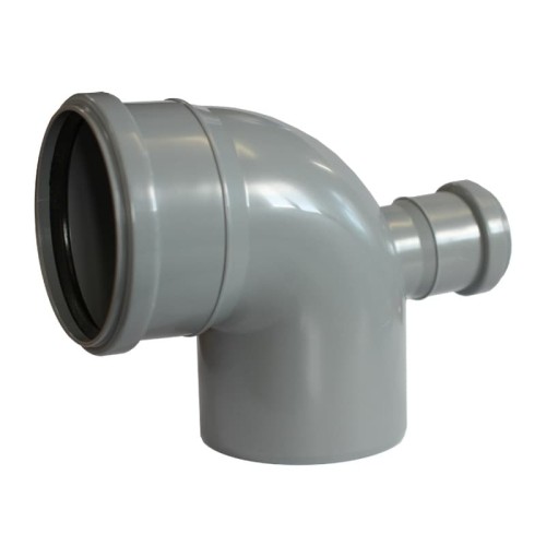 Отвод канализационный PP-H Дн 110-50 87гр с выходом фронтально-тыльный серый б/нап в/к RTP (РосТурПласт) в Челябинске