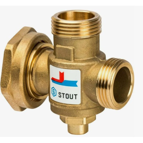 Клапан смесительный латунный термостатический с наружной резьбой для систем ГВС 1,0 МПа SVM-0125 STOUT 25 мм 1" в Челябинске