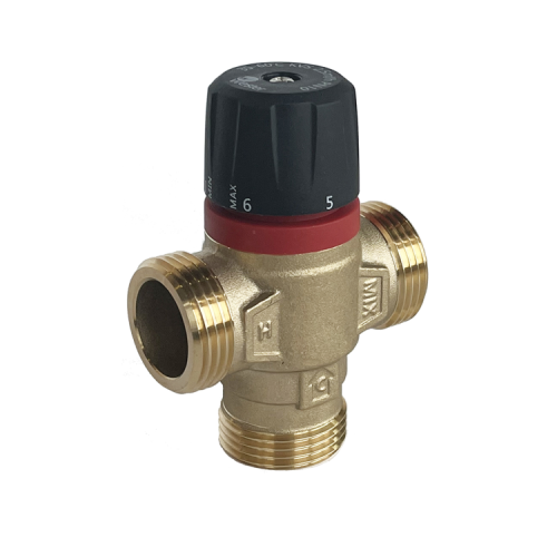 Клапан смесительный латунный термостатический с боковым смешиванием и наружной резьбой для систем ГВС 1,0 МПа RVM Rommer 20 мм 3/4" в Челябинске