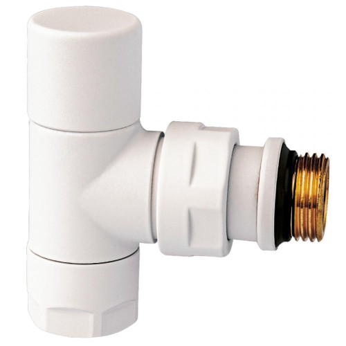Клапан термостатический угловой Ду-15 (1/2") Ру-10 ВР-НР (ВН-НАР) белый серия E Oventrop в Челябинске