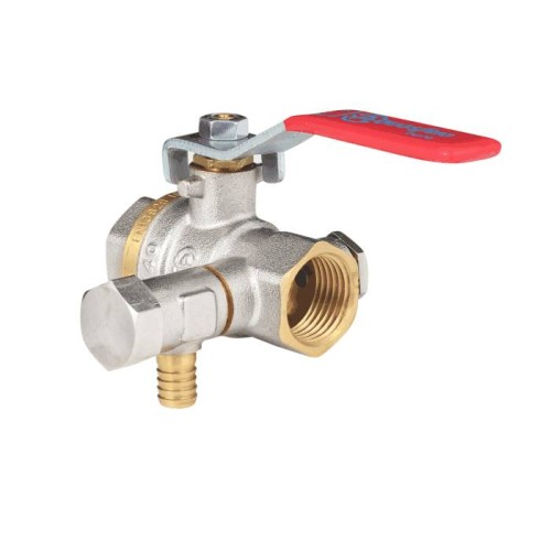 Кран запорный латунный с дренажем и воздухоотводчиком полнопроходной с ручкой-рычагом ВР (ВН) Ру 25 BV.630 MVI 20 мм 3/4" в Челябинске