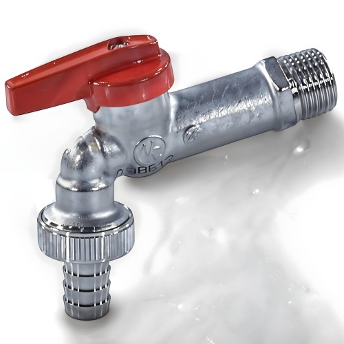 Кран водоразборный латунный стандартнопроходной с ручкой-бабочкой НР-штуцер Ру 10,5 R619 Giacomini 15 мм 1/2" в Челябинске