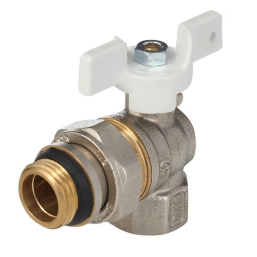 Кран запорный латунный угловой стандартнопроходной с ручкой-бабочкой ВР-накидная гайка Ру 40 Aquasfera Standard 1123 Aquasfera 15 мм 1/2" в Челябинске