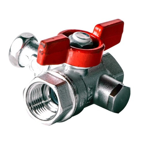 Кран шаровый латунный со спускником стандартнопроходной с ручкой-бабочкой ВР (ВН) Ру 42 R251S Giacomini 15х59 мм 1/2" в Челябинске