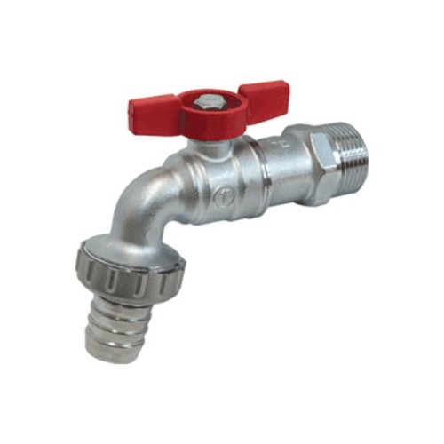 Кран водоразборный латунный стандартнопроходной с ручкой-бабочкой НР-штуцер Ру 10,5 R620 Giacomini 15х82 мм 1/2" в Челябинске