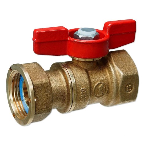 Кран шаровый латунный стандартнопроходной для счетчиков с ручкой-бабочкой ВР-накидная гайка Ру 42 R251P Giacomini 15х76 мм 3/4" в Челябинске