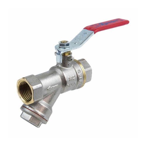 Кран запорный латунный с фильтром полнопроходной с ручкой-рычагом ВР (ВН) Ру 25 BV.631 MVI 15 мм 1/2" в Челябинске