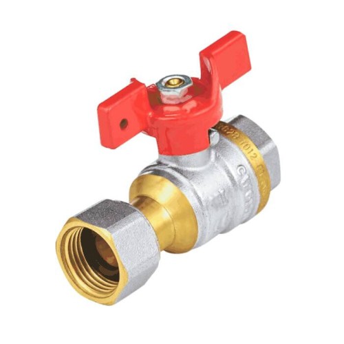 Кран запорный латунный полнопроходной с ручкой-бабочкой ВР-американка Ру 40 Dist Стандарт Dist 15 мм 1/2" в Челябинске