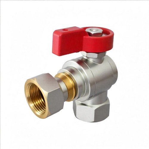 Кран шаровый латунный угловой полнопроходной с ручкой-флажком ВР-накидная гайка Ру 16 R781 Giacomini 15х65 мм 1/2" в Челябинске