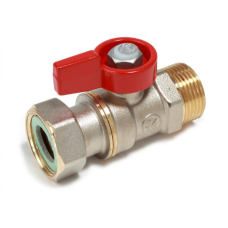 Кран запорный латунный стандартнопроходной с ручкой-флажком НР-накидная гайка Ру 16 R254 Giacomini 15х70 мм 1/2"