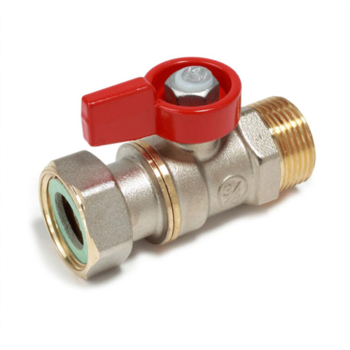 Кран запорный латунный стандартнопроходной с ручкой-флажком НР-накидная гайка Ру 16 R254 Giacomini 15х70 мм 1/2" в Челябинске