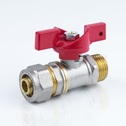 Кран запорный латунный полнопроходной с ручкой-бабочкой ВР-американка Ру 40 BVR-FR Ридан 15 мм 1/2" в Челябинске