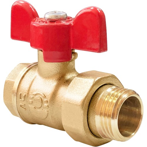 Кран запорный латунный полнопроходной с ручкой-бабочкой ВР-американка Ру 40 BV.520 MVI 20 мм 3/4" в Челябинске