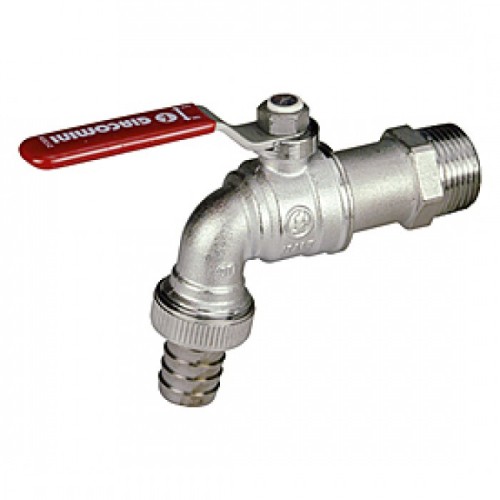 Кран водоразборный латунный стандартнопроходной с ручкой-рычагом НР-штуцер Ру 10,5 R621 Giacomini 15х82 мм 1/2" в Челябинске