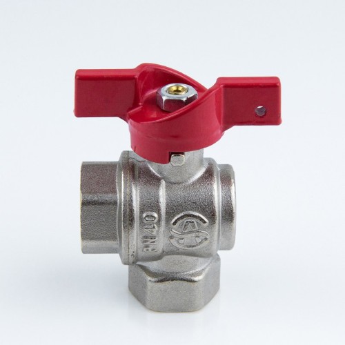 Кран запорный латунный угловой полнопроходной с ручкой-бабочкой ВР-американка Ру 40 BV.522 MVI 15 мм 1/2" в Челябинске