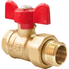Кран запорный латунный полнопроходной с ручкой-бабочкой ВР-НР Ру 40 А31/1, 11б27п1 БАЗ 15х58 мм 1/2"