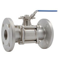 Кран трехдетальный нержавеющий фланцевый полнопроходной ручка-рычаг Ру 40 AISI 316 BS6260 Tecofi 80 мм