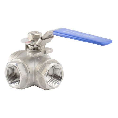 Кран запорный трехходовой Г-тип нержавеющий ВР (ВН) полнопроходной ручка-рычаг Ру 63 Benarmo 50 мм 2" в Челябинске