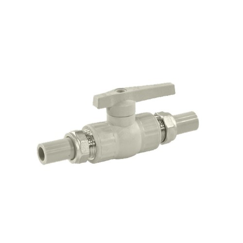 Кран полипропиленовый PP-R запорный прямой полнопроходной с внутренней пайкой серый ручка-рычаг Ру 25 VALFEX 25 мм 1" ГОСТ 32415-2013 в Челябинске