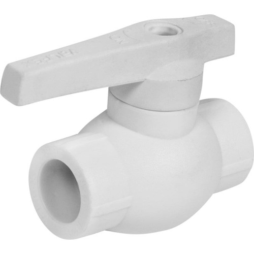 Кран полипропиленовый PP-R запорный прямой стандартнопроходной с внутренней пайкой белый ручка-рычаг Ру 25 VALFEX 50 мм ГОСТ 32415-2013 в Челябинске