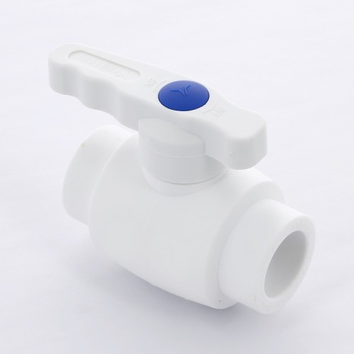 Кран полипропиленовый PP-R запорный прямой стандартнопроходной с внутренней пайкой белый ручка-рычаг Ру 25 VALFEX 20 мм ГОСТ 32415-2013 в Челябинске