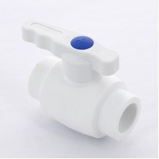 Кран полипропиленовый PP-R запорный прямой стандартнопроходной с внутренней пайкой белый ручка-рычаг Ру 25 VALFEX 25 мм ГОСТ 32415-2013