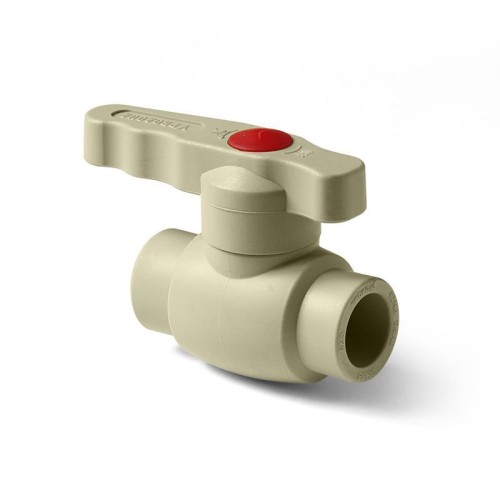 Кран полипропиленовый PP-R запорный прямой стандартнопроходной с внутренней пайкой серый ручка-рычаг Ру 10 Wavin Ekoplastik 50 мм ГОСТ 32415-2013 в Челябинске