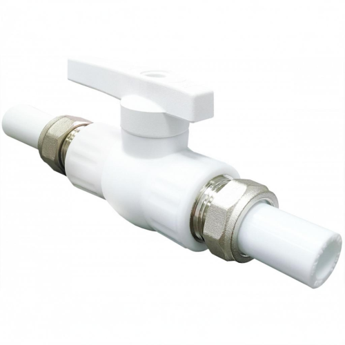 Кран полипропиленовый PP-R запорный прямой полнопроходной с внутренней пайкой белый ручка-рычаг Ру 25 VALFEX 32 мм ГОСТ 32415-2013 в Челябинске