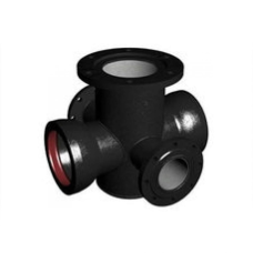 Крест с пожарной подставкой раструб-фланец ППКРФ ВЧШГ с ЦПП Ду 400-150