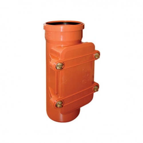Ревизия НПВХ (ПВХ) с раструбом Дн 110 коричневая безнапорная в комплекте с крышкой Ostendorf KGRE в Челябинске