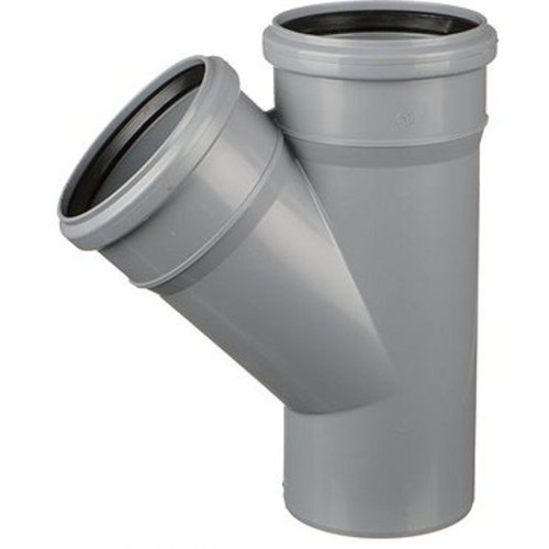 Тройник НПВХ (ПВХ) с раструбом серый Дн 110-110 45гр безнапорный в/к ТУ 6-49-33-92 Хемкор в Челябинске