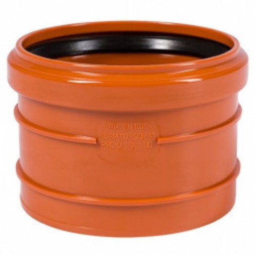 Муфта НПВХ (ПВХ) насадная Дн 200 безнапорная коричневая в/к п/клей Ostendorf KGAM в Челябинске