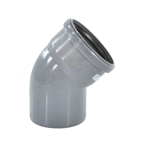 Отвод НПВХ (ПВХ) с раструбом Дн 50 45гр серый безнапорный в/к ТУ 6-49-33-92 Агригазполимер в Челябинске