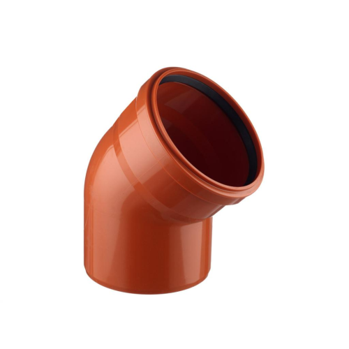 Отвод НПВХ (ПВХ) с раструбом Дн 160 45гр коричневый безнапорный в/к Хемкор в Челябинске