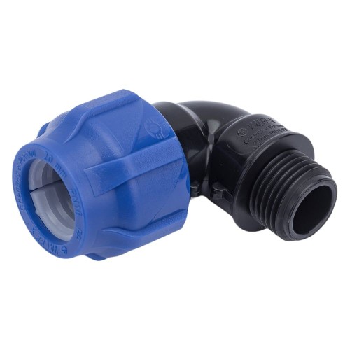 Отвод ПЭ компрессионный Дн 63-1 1/4" 90гр Ру-10 НР (НАР) RTP (РосТурПласт) в Челябинске