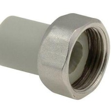 Штуцер PP-R серый с накидной гайкой Дн 25-1" Wavin Ekoplastik