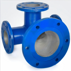 Тройник с пожарной подставкой фланцевый ППТФ Ду 600-600 (L=1100-550) ВЧШГ с ЦПП цинк+AL ГОСТ ISO 2531-2012